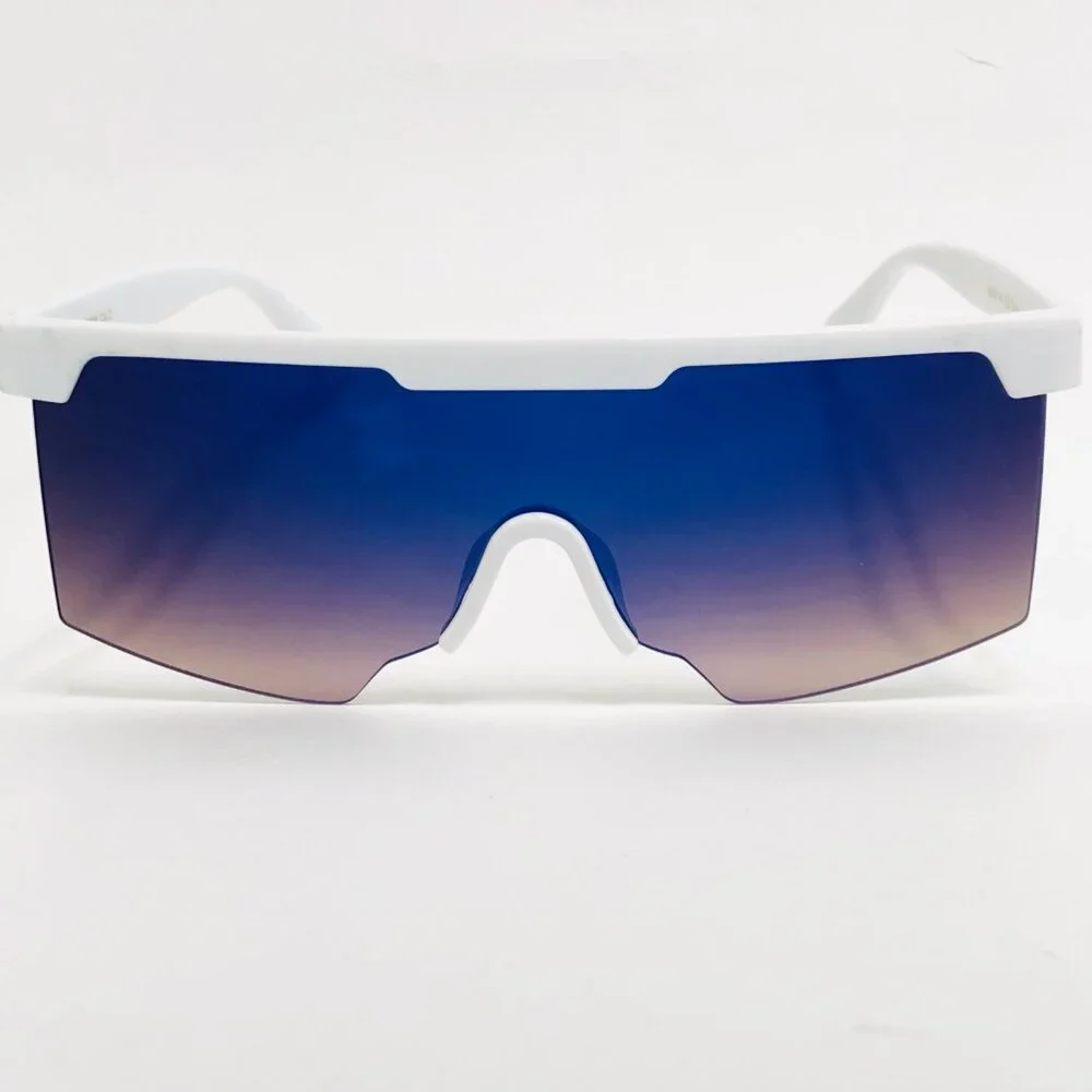 Men Sunglasses Blue Mirror Lens White Frame Driving Running Fishing Style Lentes